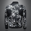 Minglu Stand Collar Men's Jackets High Quality Long Sleeve Floral Jacquard Zipper Casual Male Coats Fashion Man Outerwear 5XL