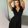 Sexy Black Mini Dress Women's Summer V-neck Solid Color Dress Nightclub Party A Line Dress