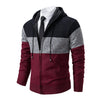 new men's autumn and winter sweater coat trend color matching hooded sweater