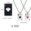 2Piece Set Hip Hop Statement Stainless Steel Poker Card Ace of Spades Necklace For Women Men Pendant Chain Playing Cards Jewelry