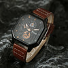 Alloy Quartz Bracelets Casual Leather Strap Cool Black