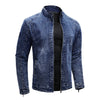 ABOORUN Fleece Denim Jacket Men Streetwear Motorcycle Biker Coats Slim fit Jackets Male Clothes