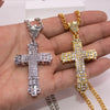 1 Simple Style MEN'S Rhinestone Christian Cross Rhinestone Pendant Necklace Personality Fashion Street Domineering Chain Jewelry