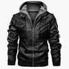 Spliced PU Leather Jackets Zipper Hooded Men Faux Leather Long Sleeve Solid Pockets Cardigan Loose Coat High Street 2024