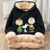 Snoopy Fleecing Hoodie for Adult Cute Cartoon Sweatshirt New Warm Winter Coat Black Fleece Clothing Fashion Thick Clothes Gift