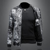 Minglu Spring Autumn Allover Printed Men' Jackets Luxury Stand Collar Zipper Male Coats Sport Casual Man Overcoat Plus Size 5XL