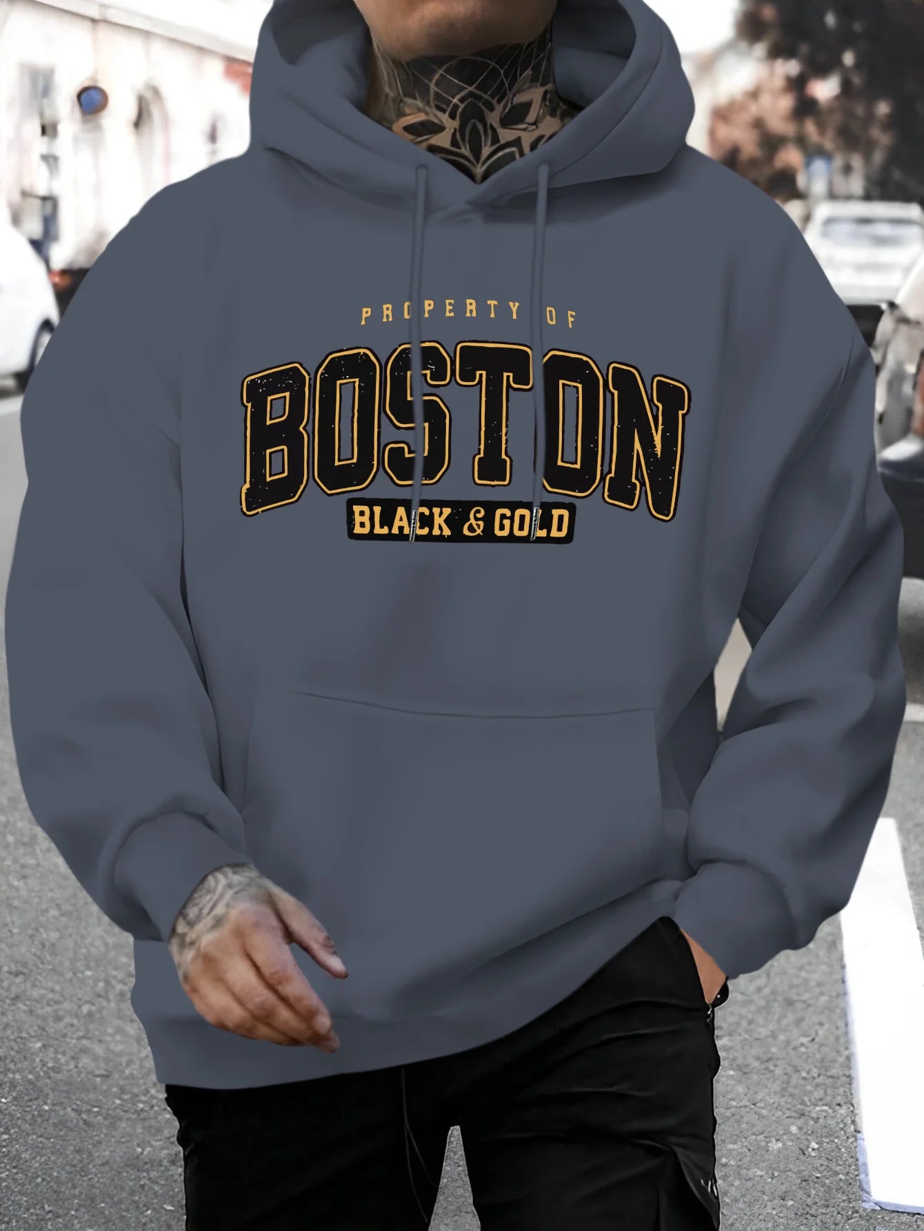 Autumn/Winter Boston Hoodie Design Men's Street Style Sportswear Autumn Casual Hoodie Fashion Round Neck Hoodie