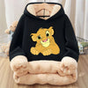 Mufasa Lion King Baby Sweatshirt Thickened Fleece Hoodie Boys Child's Anime Long Sleeve Winter Warm Cashmere Hooded Tops Clothes