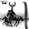 Big Horse With Pony Pendant Necklace for Women Men Stainless Steel Animal Running Horse Hollow Necklaces Jewelry Birthday Gifts