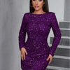 D&M Sexy Backless Bodycon Dress Long Sleeve Sequins Elegant Party Dresses Women Mini Dresses