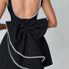 Mozision Pearl Bow Backless Sexy Mini Dress For Women Robe Fashion Zipper Sleeveless High Waist A-line Club Party Dress Elegant