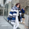 Maomaokong Real Fur Coat Winter Women Silver Fox Fur Luxury Warm Thick Furry Fox Fur Coat Long Natural Fur Jackets