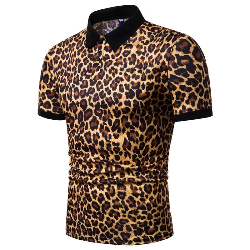 Leopard Pattern Polo Shirt For Men Three Colors 3d Printed Lapel Short Sleeves T-shirt Summer Fashion Trend Casual Tee Shirts