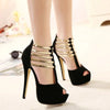 Sexy High Heels Women Stilettos Platform Elegant Metal Woman Wedding Pumps Black Red Medium Heel Shoes