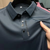 Ice Silk Embroidered Polo Shirt  New Autumn/summer Polo Neck Elastic T-shirt Korean Fashion Short Sleeve Casual Men's Clothi