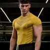 Summer Men's Fitness Training Short Sleeve Solid Color Shirt Gym Round Neck Bodybuilding Tight Cotton Quick Drying T-shirt