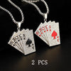 2Piece Set Hip Hop Statement Stainless Steel Poker Card Ace of Spades Necklace For Women Men Pendant Chain Playing Cards Jewelry