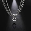 Stainless Steel Double Layer Necklaces for Men Women Simple 26 Letter Pendant Necklace Fashion Women's Jewelry for Party Gift