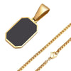 Stylish Mens Geometric Square Necklaces,Black Enamel Rectangle Pendant with Rope Box Chain Collar,Trendy Jewelry Gifts