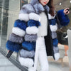 Maomaokong Real Fur Coat Winter Women Silver Fox Fur Luxury Warm Thick Furry Fox Fur Coat Long Natural Fur Jackets