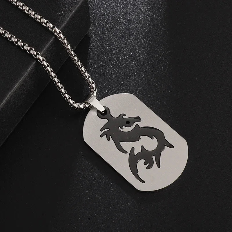 Hip Hop Military Style Stainless Steel Dog Tag Pendant Necklace for Men Women Gold Plated Personalized Id Card Name Jewelry