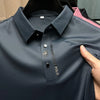 Ice Silk Embroidered Polo Shirt  New Autumn/summer Polo Neck Elastic T-shirt Korean Fashion Short Sleeve Casual Men's Clothi