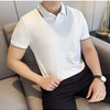 Men Polo Shirt Thin British Style Solid Casual Slim Fit Short Sleeved Top T-shirt Fashion Streetwear Men Clothing