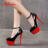 Disco Dance Pumps Women 5.5cm Platform Girding Buckle 16cm Super High Thin Heels