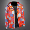 Minglu Pumpkin Allover Printed Hooded Men's Jackets Luxury Spring Autumn Zipper Sport Casual Male Outerwear Plus Size 5XL