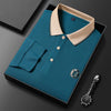 Lapel Long-sleeved Polo Shirt Fashion Embroidery Men's Casual Loose Breathable Polo T-shirt