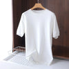 Superfine Merino Cashmere T Shirt Men's Knitted O-neck Breathable Thin Cashmer Short Sleeve Tee Solid Color Tops Tee