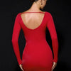 Solid Color Bodycon Dress For Women V-neck Vestidos De Mujer Backless Sexi Night Dress Hot Club Outfits Long Sleeve Streetwear