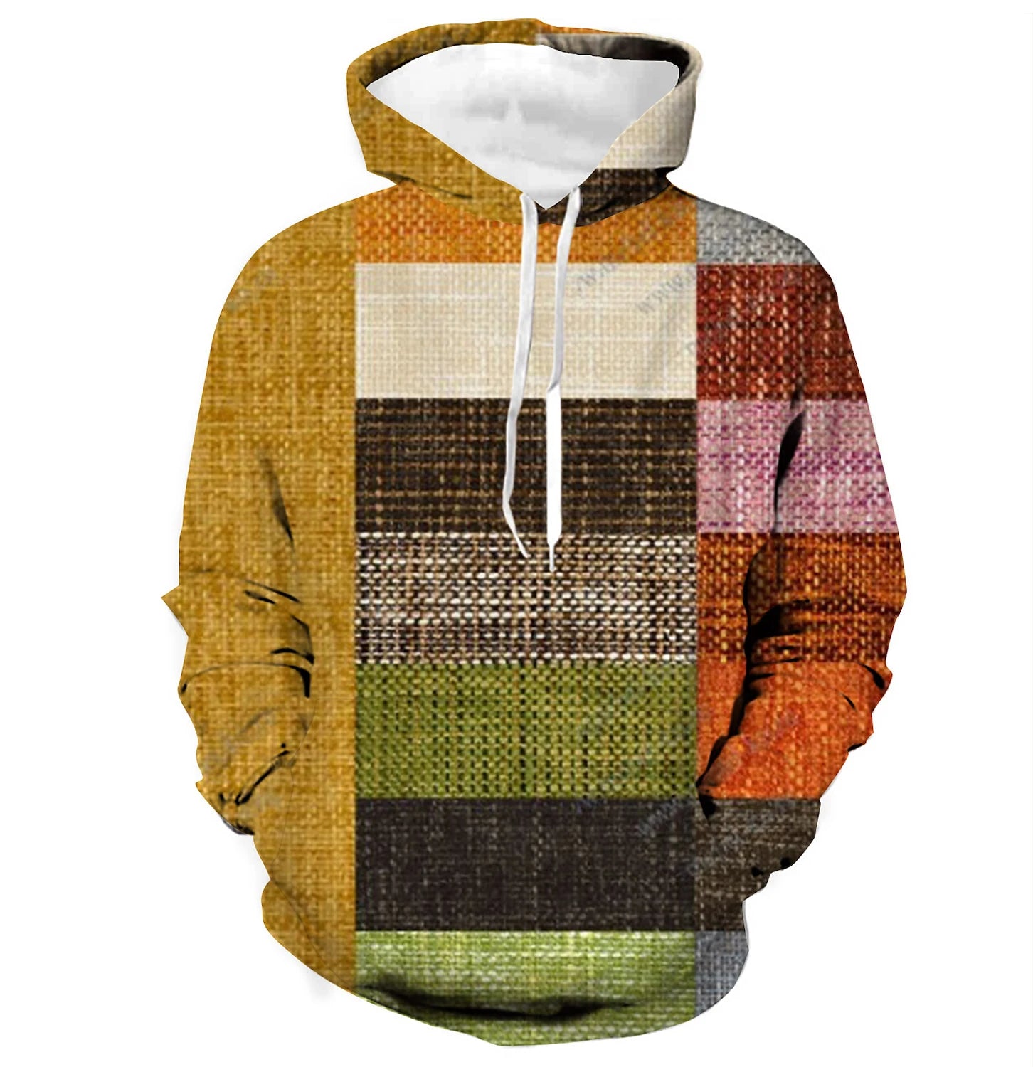 Trendy Color Block Patchwork 3D Printing Hoodies Men's Vintage Fashion Oversized Sweatshirts Hooded Pullovers Tracksuit Clothing