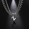 Stainless Steel Double Layer Necklaces for Men Women Simple 26 Letter Pendant Necklace Fashion Women's Jewelry for Party Gift