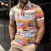 Polo T-Shirt Summer Short Sleeve Clothing Fashion striped Print Street Casual Button up Top