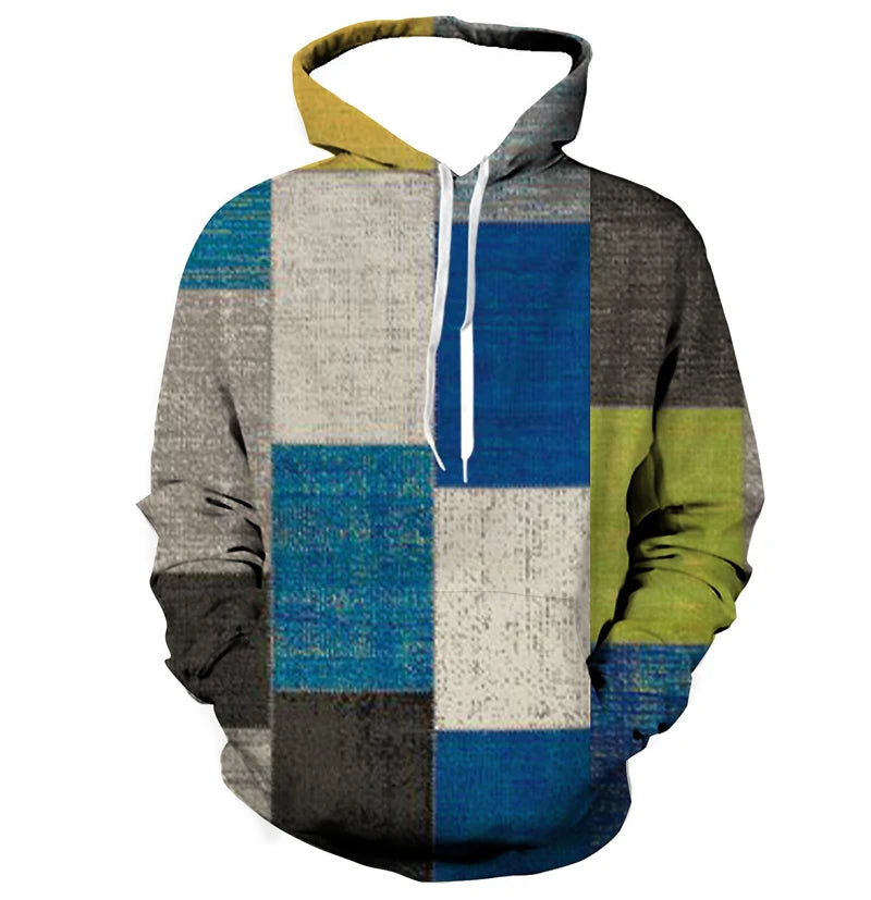 Simple Patchwork Graphics Hoodie Spring Autumn Long Sleeve 3D Geometry Printed Hoodies Casual Oversized Outdoor Sweatshirts