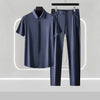 Imitation Ice Silk Short sleeved Shirt Set Gentleman Style Set