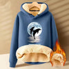 Women's Long Sleeved Cartoon Dolphin Print Hooded Sweater With h Hoodie Sweater Dresses for Women Long Cotton Hoodie