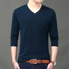 Spring Autumn V-neck Knitted Long Sleeve Male Clothes All-match Casual Men's Social Shirt  2023 Top Men T Shirt