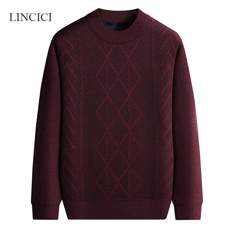 Knitted Sweater Round Neck Thick Bottom Warm Solid Color Versatile Casual Inner Layer Sweater