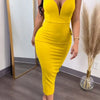 European V Neck Strap Solid Bodycon Dress Summer Casual Female Party Sexy Dresses Vestidos