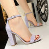 Women Purple Yellow Classic Gladiator Strappy Summer Seaside Sandles Lady 9.5cm Block Square Heels Platform Sandals Prom Shoes