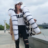 MAOMAOKONG Winter Women Real Fur Coat Fox Fur Liner Warm Jacket With Natural Fur Collar Silver Fox Big Collar Long Parkas