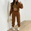 Fashion Winter Women Cotton Jogger Tracksuit Sweatpants And Hoodie Set And Letter Print Leisure Suit Three-Piece Set