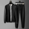 New Black Stripe Mens Sets 2-piece High Quality Stand Collar Casual Sport Male Sweatshirts Fashion Slim Fit Man Pants 3XL