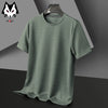 Men's New Waffle Round Neck Short Sleeved T-shirt Summer Comfortable Top