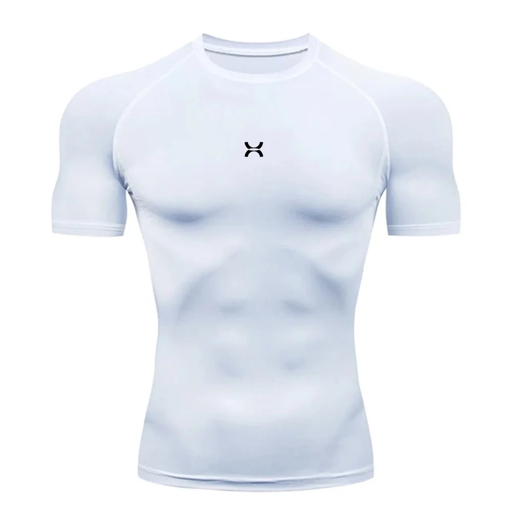 Running Men Compression Shirt Black Gym Top Sports Quick Dry Breathable Sportswear Workout Bodybuilding Short Sleeve T-Shirts