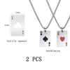 2Piece Set Hip Hop Statement Stainless Steel Poker Card Ace of Spades Necklace For Women Men Pendant Chain Playing Cards Jewelry