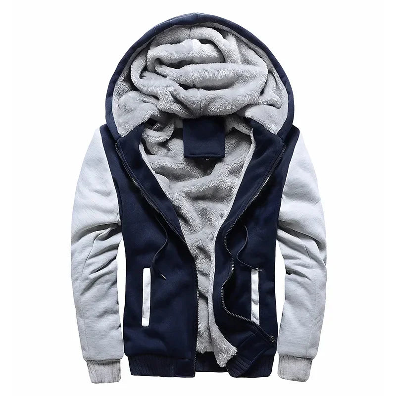 Winter Hoodie Thick Warm Jacket Men's Hoodies Patchwork Warm Sweatshirt Casual Camouflage Zipper Jackets Long Sleeve Streetwear