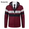 new men's autumn and winter sweater coat trend color matching hooded sweater